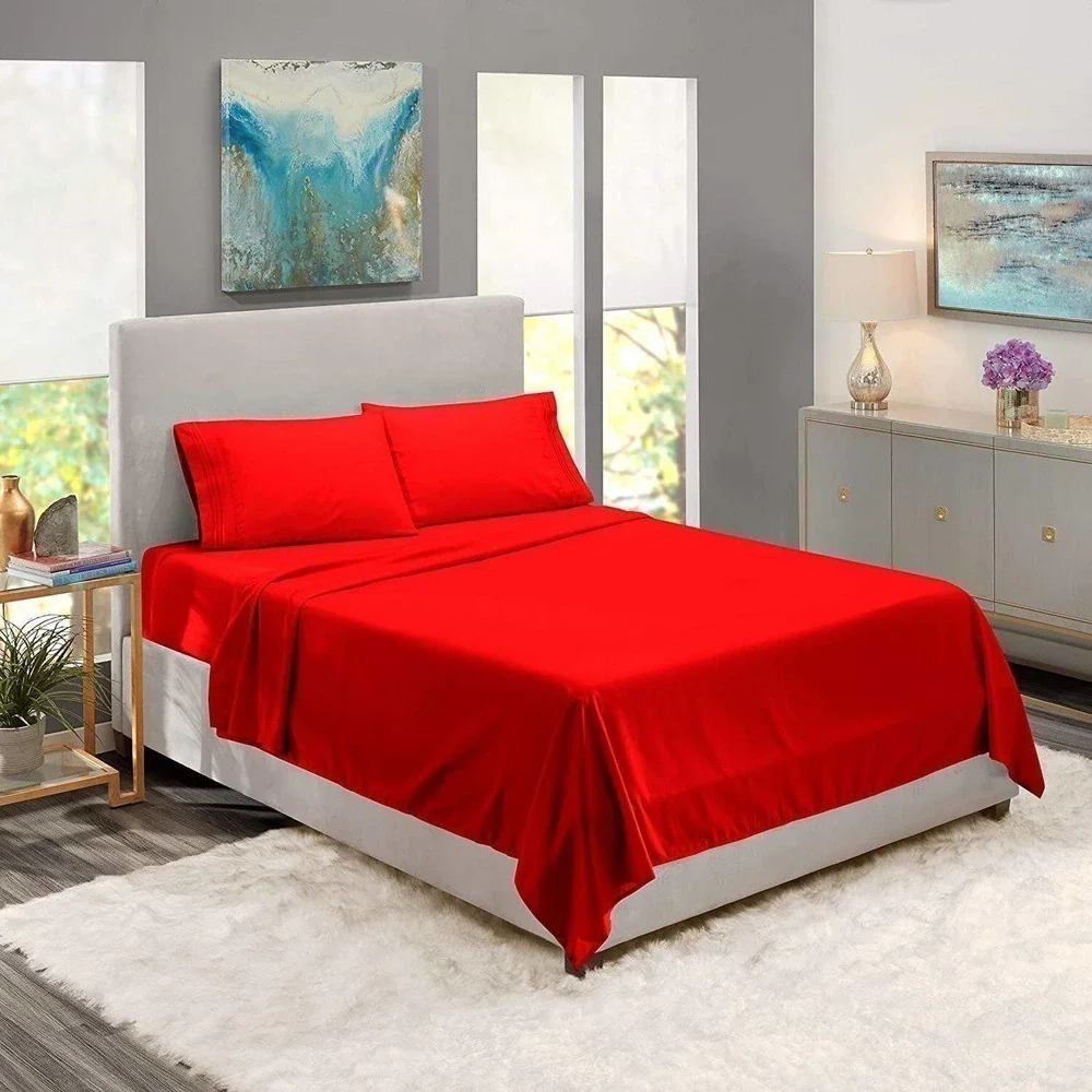 Nestl Deep Pocket Fitted & Flat‎ Sheet/ 2 Pillowcases King Size Orange New